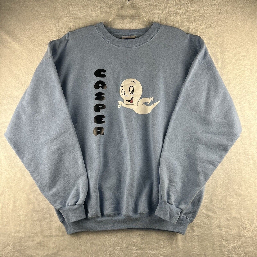 Retro Hanes Casper The Friendly Ghost Baby Blue Sweatshirt Size XL